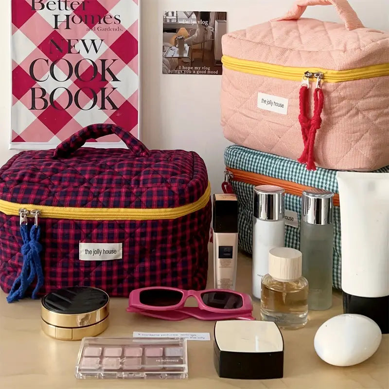 Rosielyn | Trousse de voyage en coton à carreaux