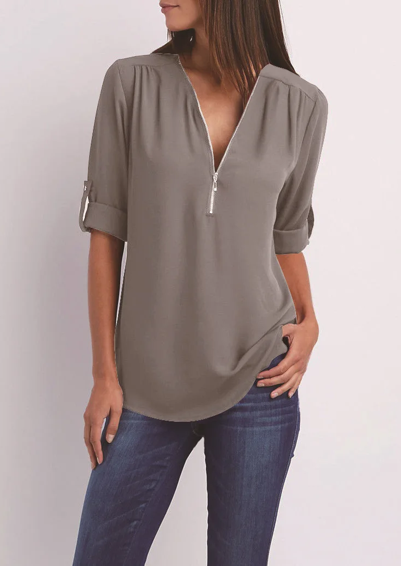 SARAH | Elegant bluse med V-utringning