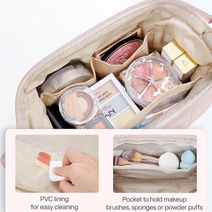 Louise | Elegant and spacious cosmetic pouch in soft quilted fabric