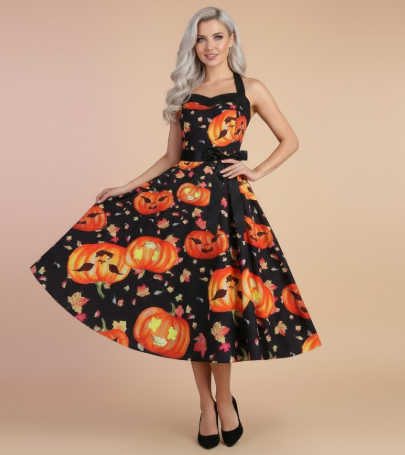Retro Halloween Dress | Pumpkin and Ghost Costume for Women