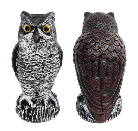 Lereau de chouettes de 2 pack réaliste avec tête rotative - oiseau extérieur et répulsif nuisible