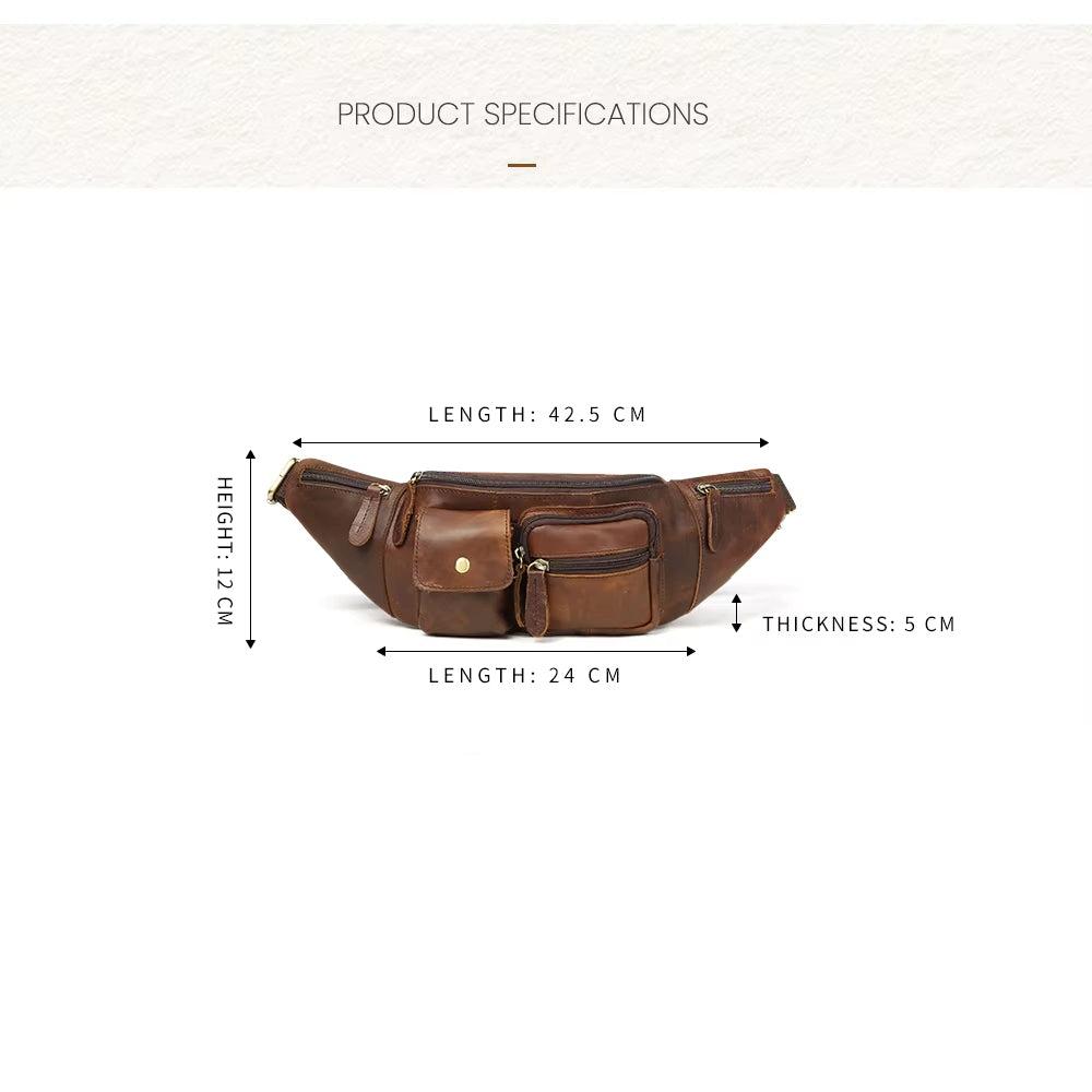 Hienostunut nahkainen vyölaukku Clay matkustamiseen olkalaukulla