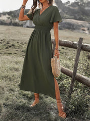 HEATHER | Elegantti pitkä boho-mekko V-kaula-aukkolla