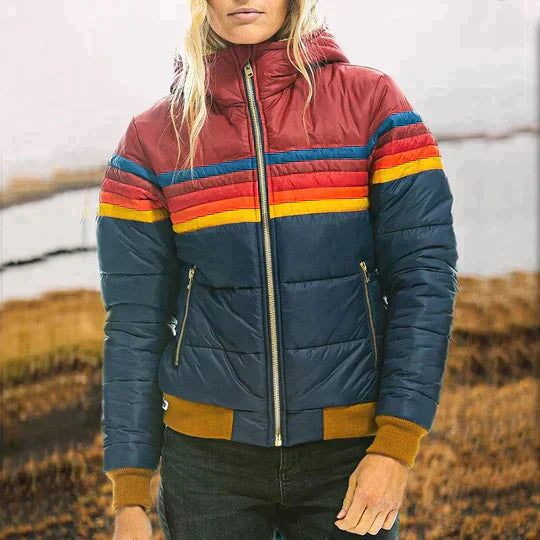 Karina | Elegant Retro Winter Jacket for Women with Striped Pattern