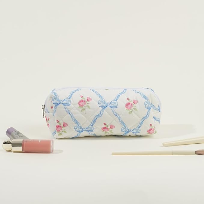 Elisse | Ensemble de poche à maquillage élégant avec design floral matelassé