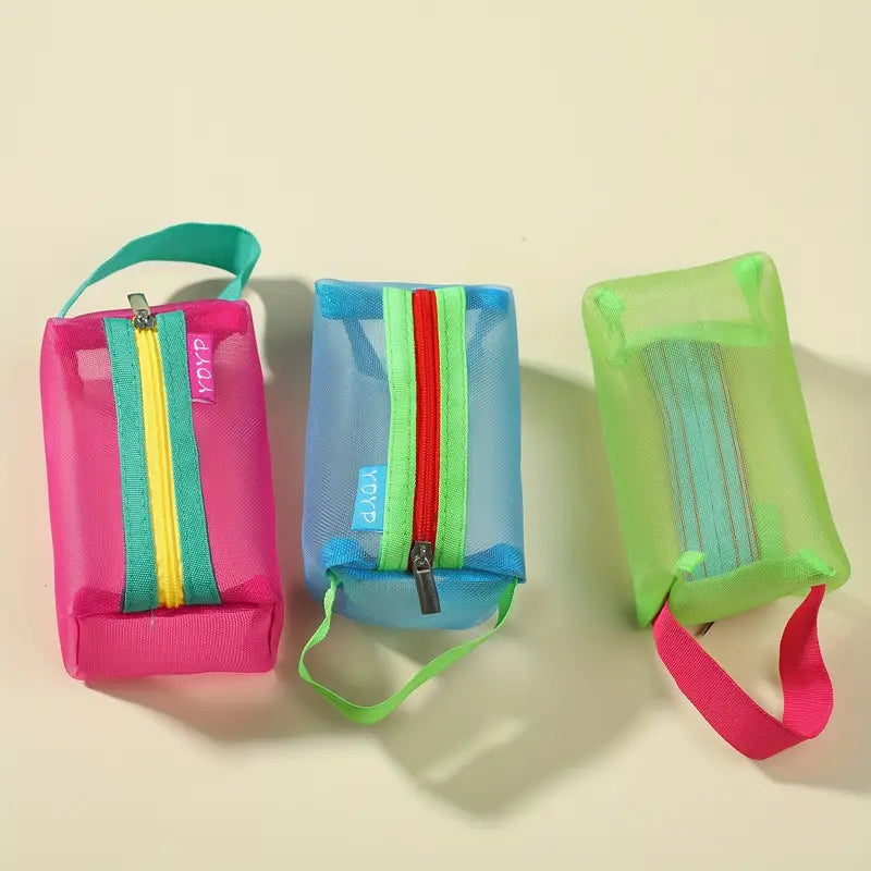 Raina | Trousse de maquillage en maille transparente et colorée