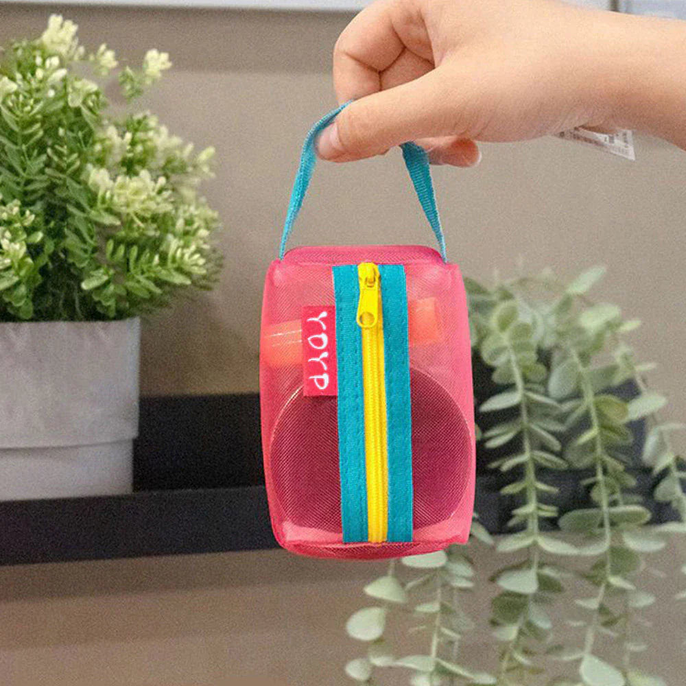 Raina | Trousse de maquillage en maille transparente et colorée