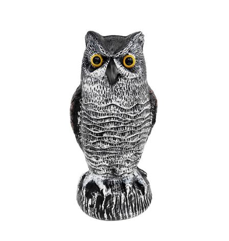 Lereau de chouettes de 2 pack réaliste avec tête rotative - oiseau extérieur et répulsif nuisible