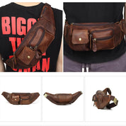 Hienostunut nahkainen vyölaukku Clay matkustamiseen olkalaukulla