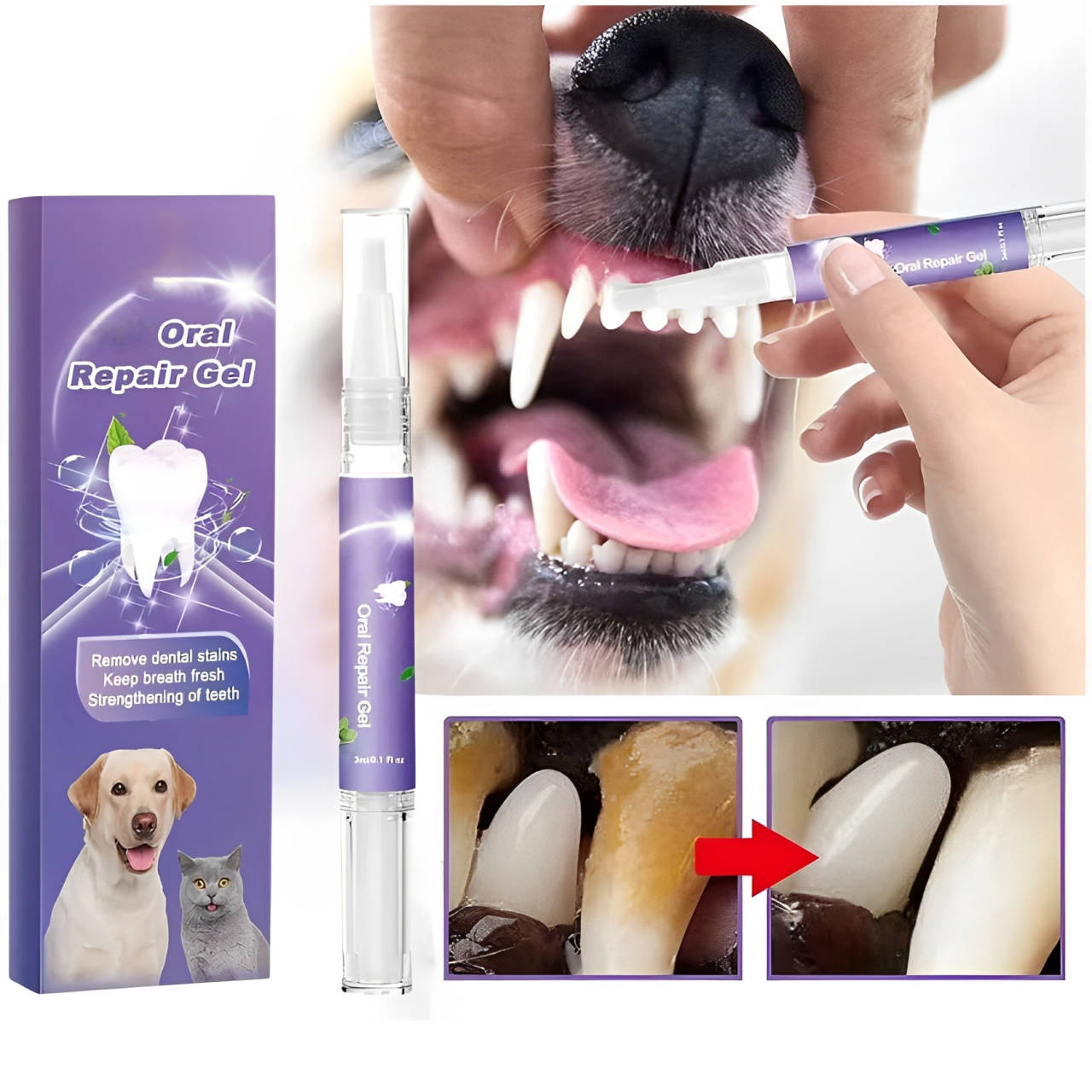 3 lots de gel réparateur buccal pour chiens 0