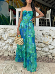 STEPHANIE | Elegant blomstrete maxi tube-kjole