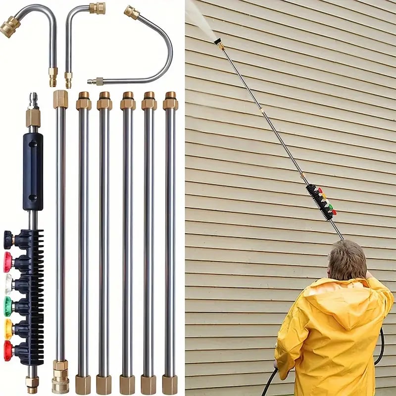 4000 PSI Télescopage Haute pression Washer Wand Set pour les gouttières et le nettoyage des murs de gouttière et des murs 0