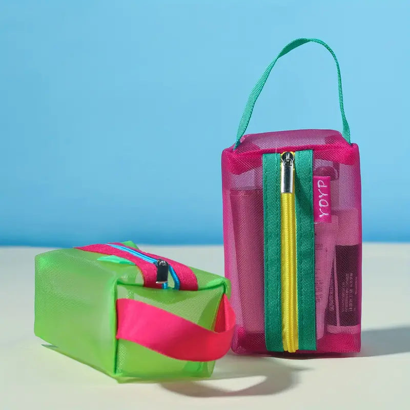 Raina | Trousse de maquillage en maille transparente et colorée