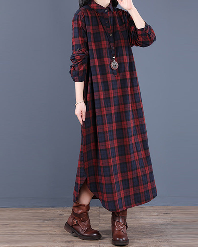 EMMA | Pitkähihainen ruudullinen mekko-paita