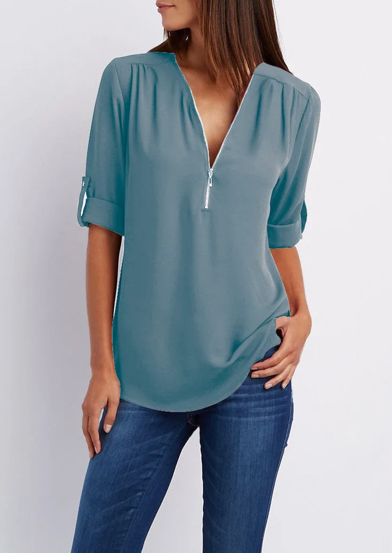 SARAH | Elegant bluse med V-utringning