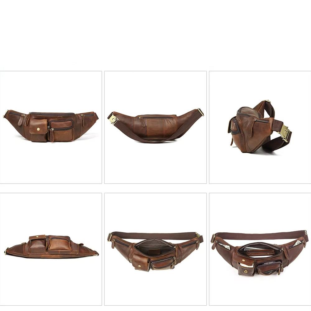 Hienostunut nahkainen vyölaukku Clay matkustamiseen olkalaukulla