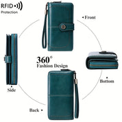 Skyla | Retro RFID reise lommebok | Stor kapasitet