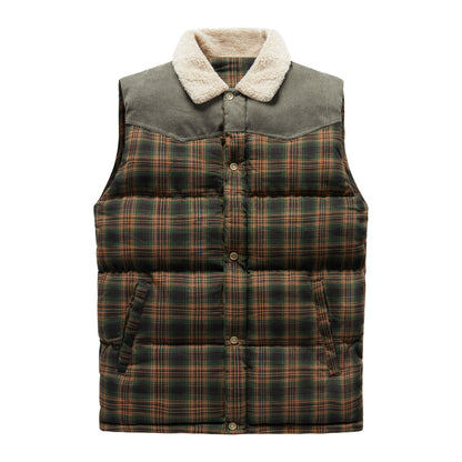 Gilet sans manches Luca Belloni | Gilet à carreaux avec col en polaire pour hommes