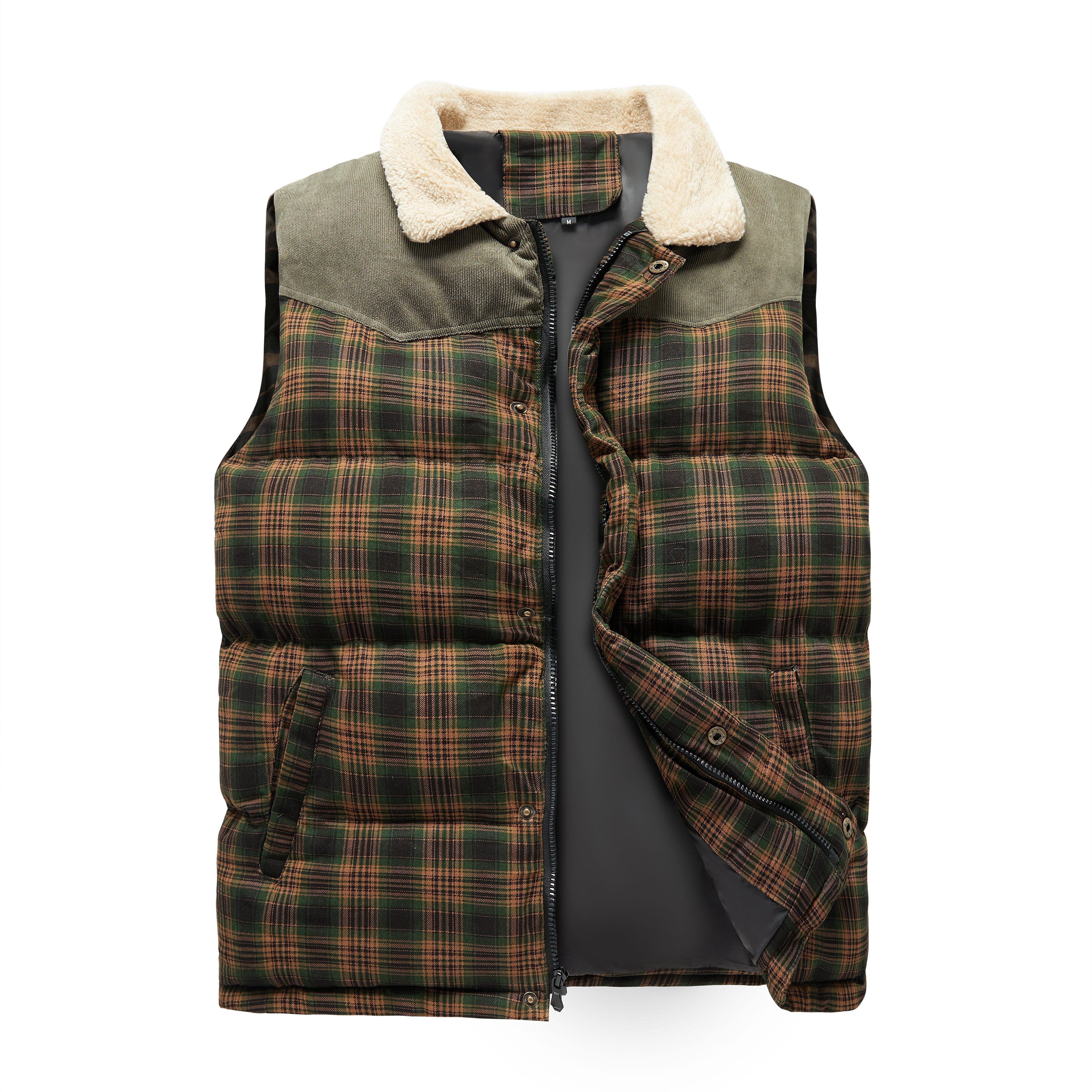 Hihaton liivi Luca Belloni | Miesten ruudullinen liivi fleece-kauluksella