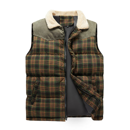 Gilet sans manches Luca Belloni | Gilet à carreaux avec col en polaire pour hommes