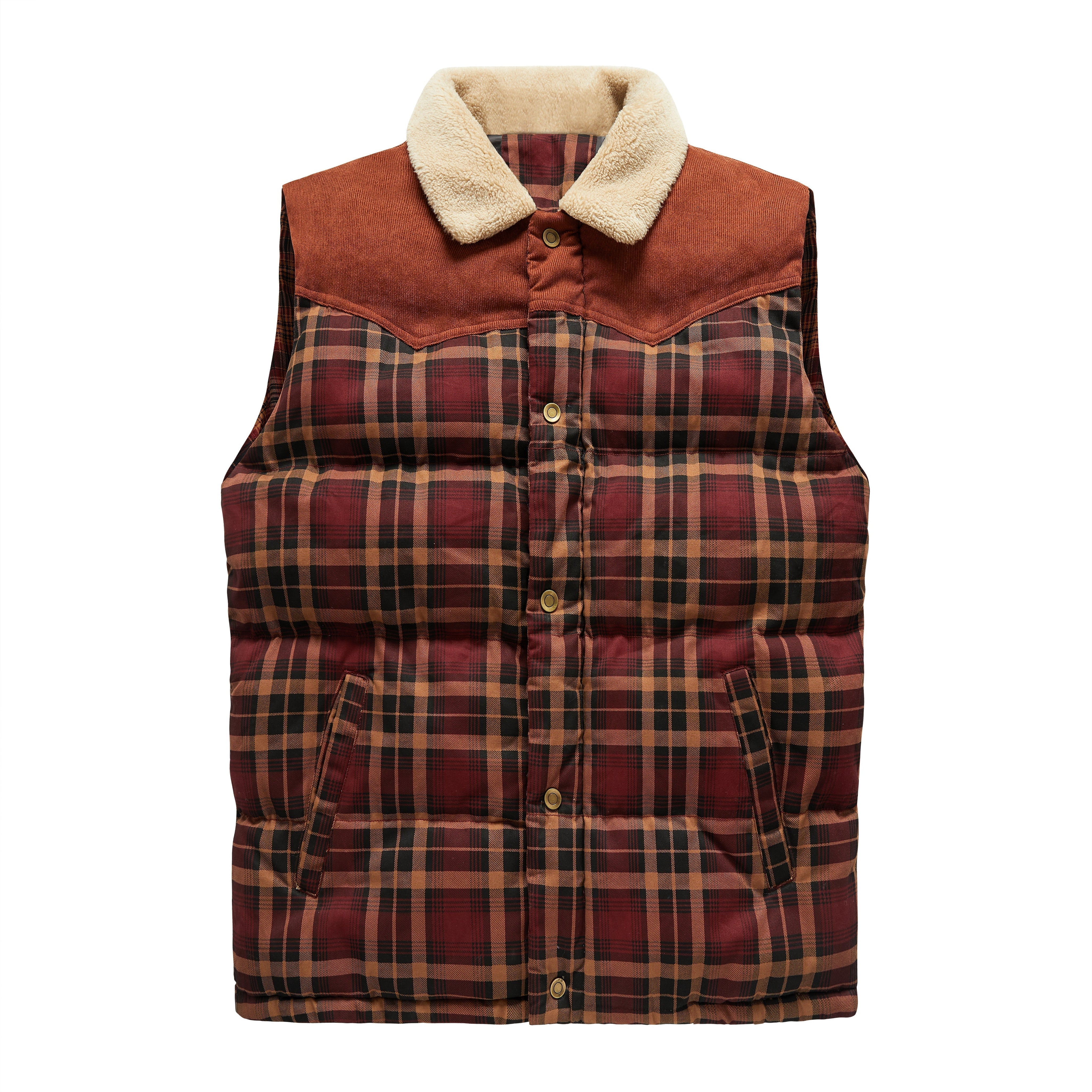 Hihaton liivi Luca Belloni | Miesten ruudullinen liivi fleece-kauluksella