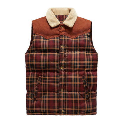 Gilet sans manches Luca Belloni | Gilet à carreaux avec col en polaire pour hommes