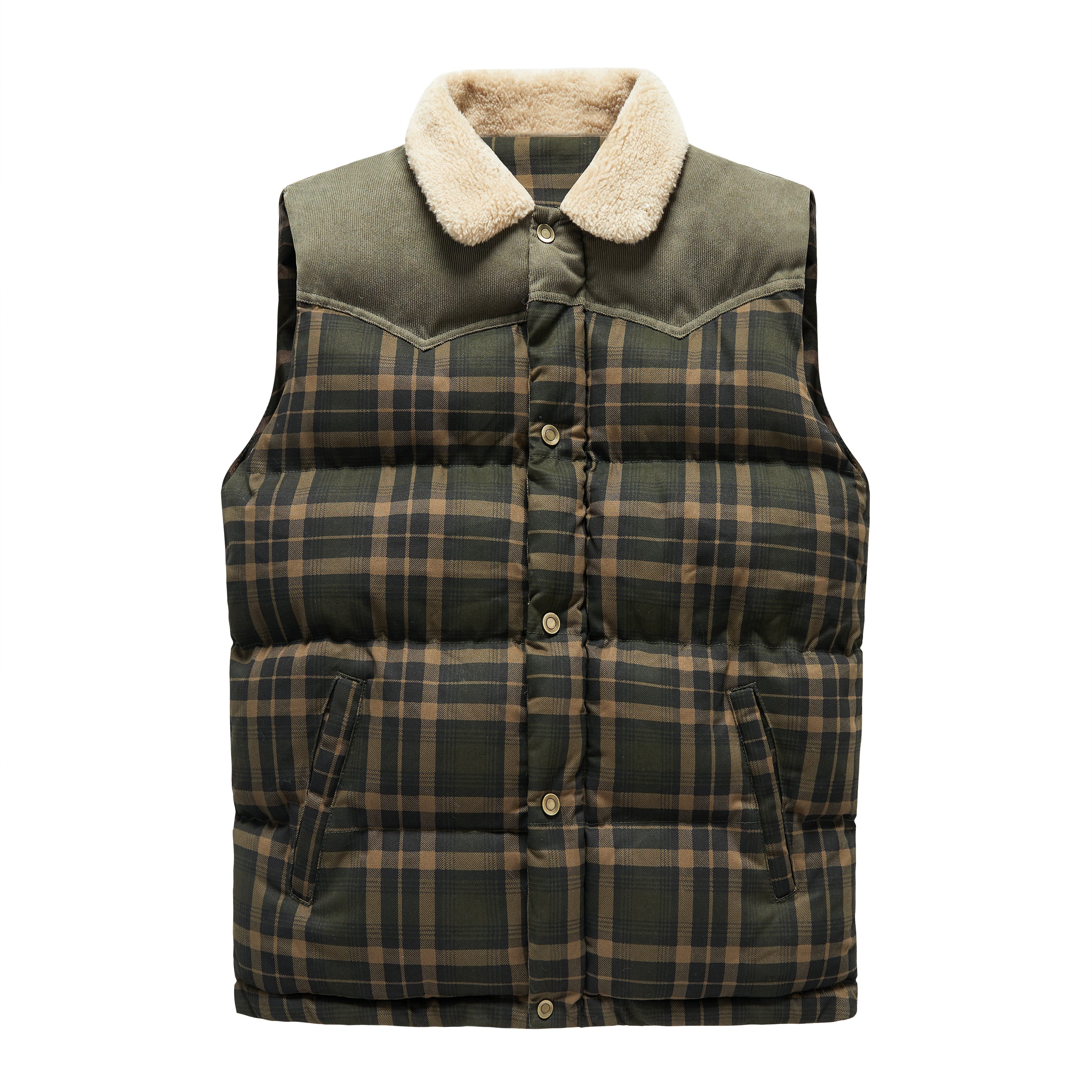 Hihaton liivi Luca Belloni | Miesten ruudullinen liivi fleece-kauluksella