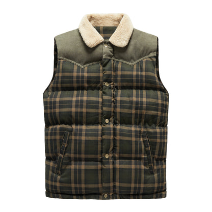 Gilet sans manches Luca Belloni | Gilet à carreaux avec col en polaire pour hommes
