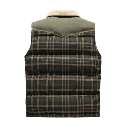Gilet sans manches Luca Belloni | Gilet à carreaux avec col en polaire pour hommes