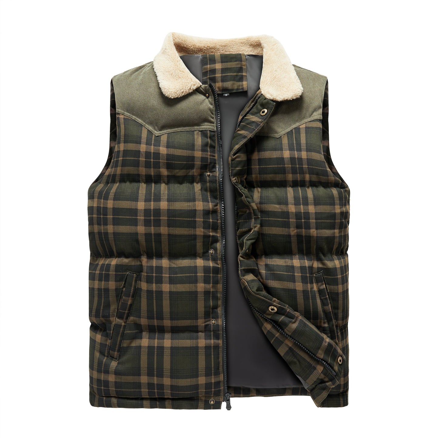 Gilet sans manches Luca Belloni | Gilet à carreaux avec col en polaire pour hommes