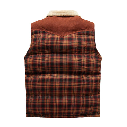 Gilet sans manches Luca Belloni | Gilet à carreaux avec col en polaire pour hommes