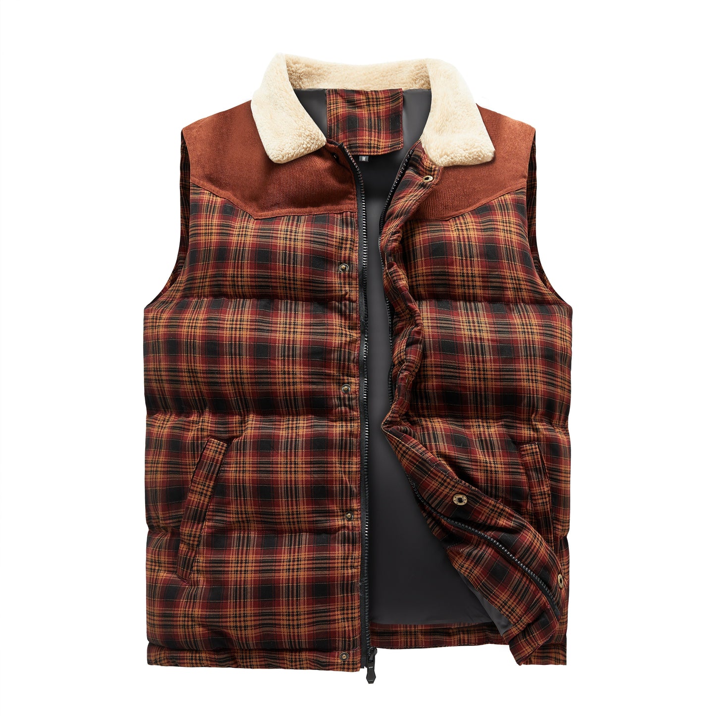 Gilet sans manches Luca Belloni | Gilet à carreaux avec col en polaire pour hommes