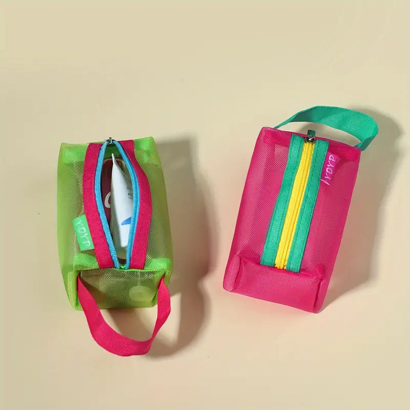 Raina | Trousse de maquillage en maille transparente et colorée
