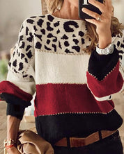 ELS | Sweatshirt rayé avec imprimé léopard