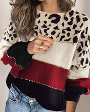 ELS | Sweatshirt rayé avec imprimé léopard