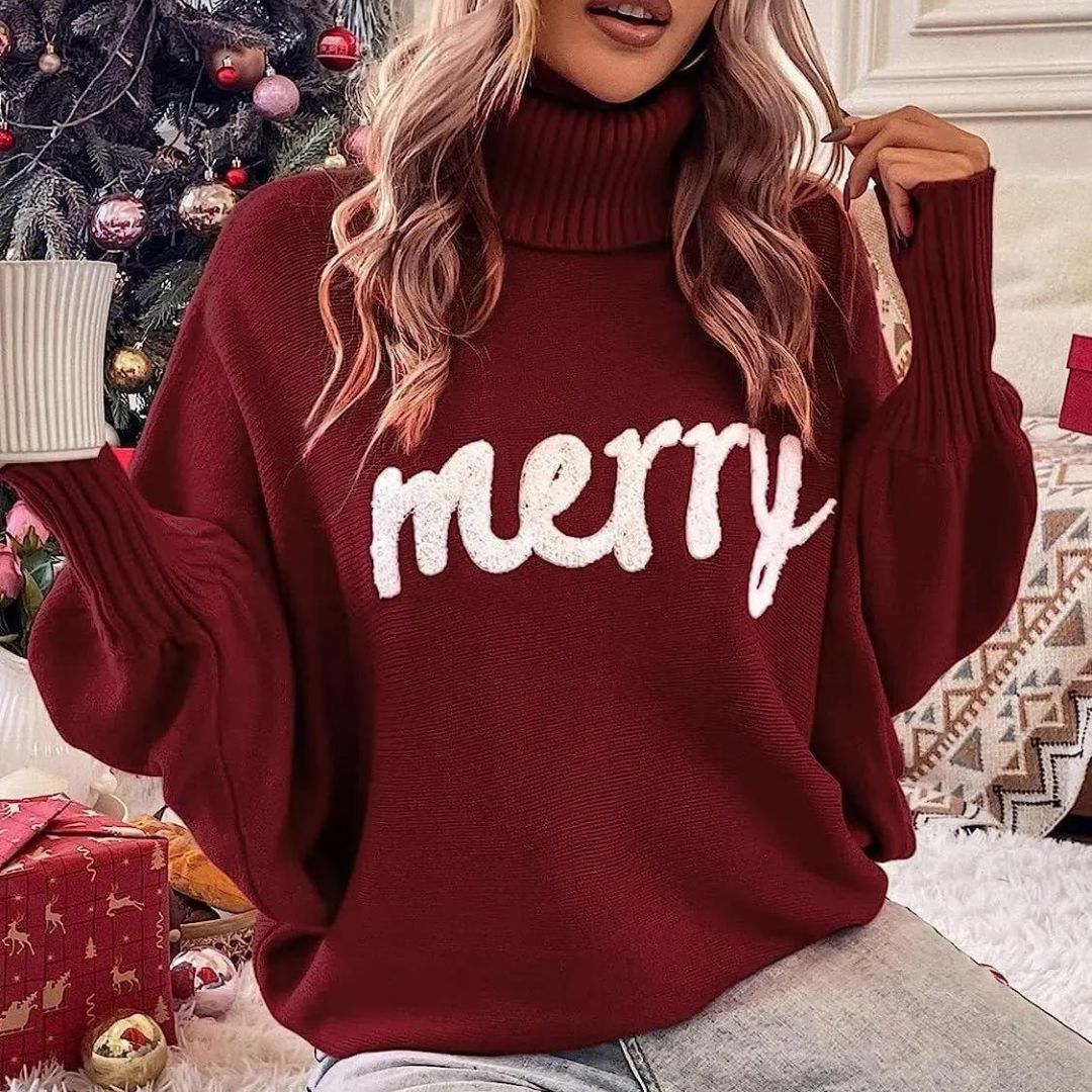 Candy | Pull festif pour femme avec col roulé