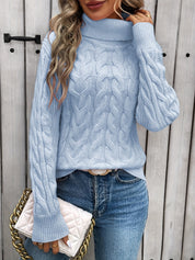 Julia | Warm and elegant knitted sweater with cable pattern for women