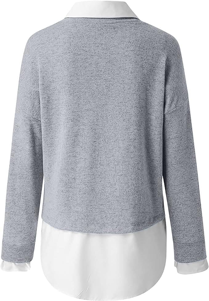 BESSIE | Haut en Tissu Bi-Couche avec Col Chemise pour Femmes