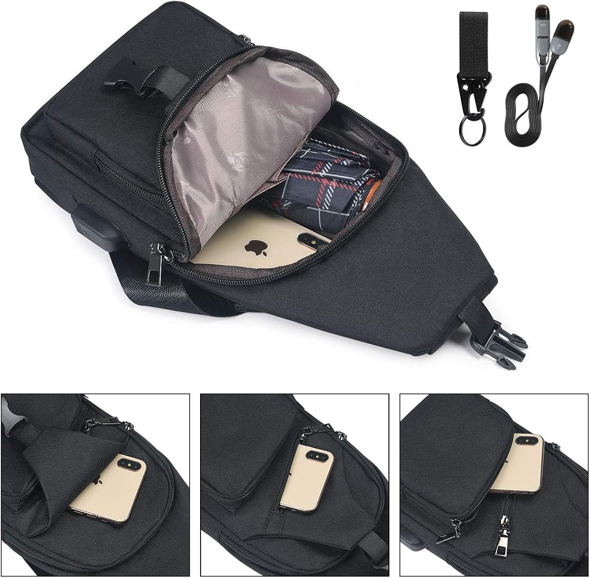 Chic anti-theft shoulder bag with convenient built-in charging port