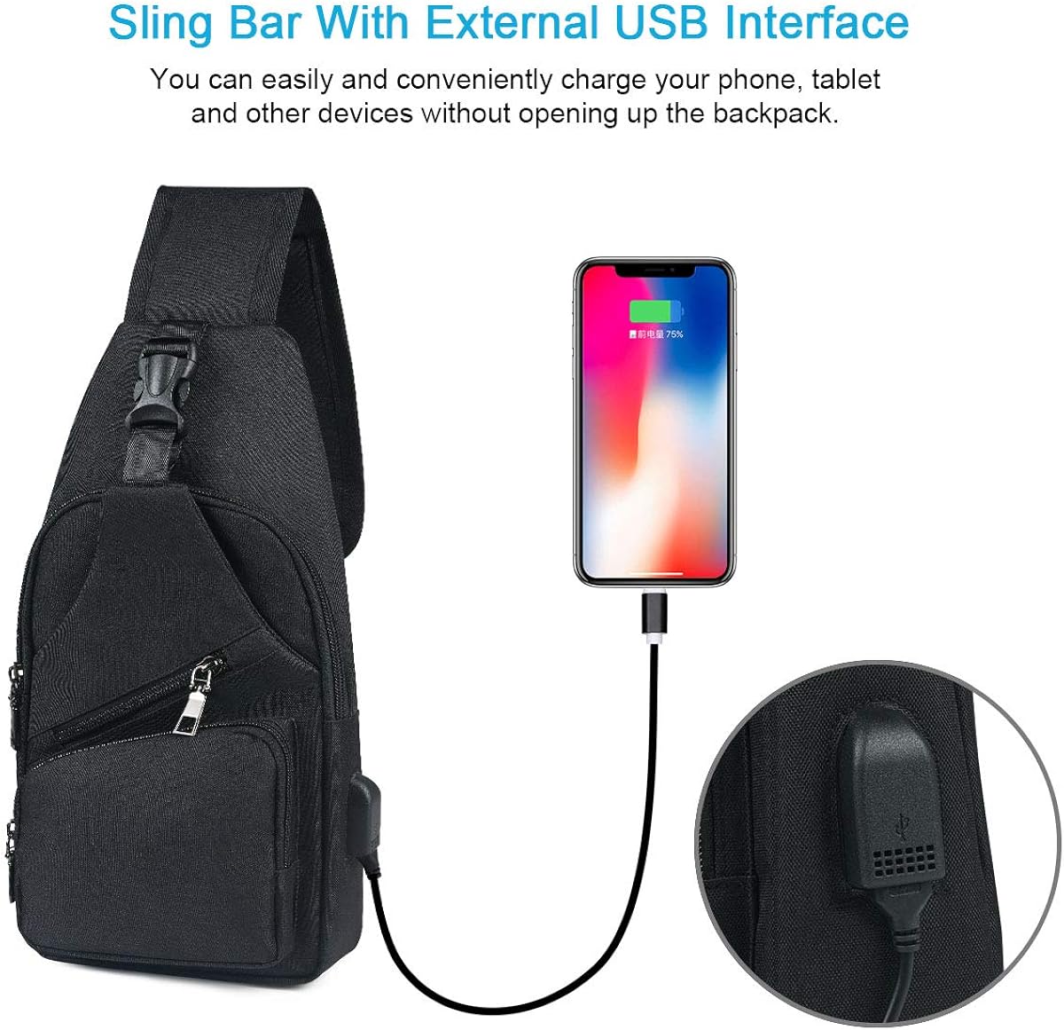 Chic anti-theft shoulder bag with convenient built-in charging port