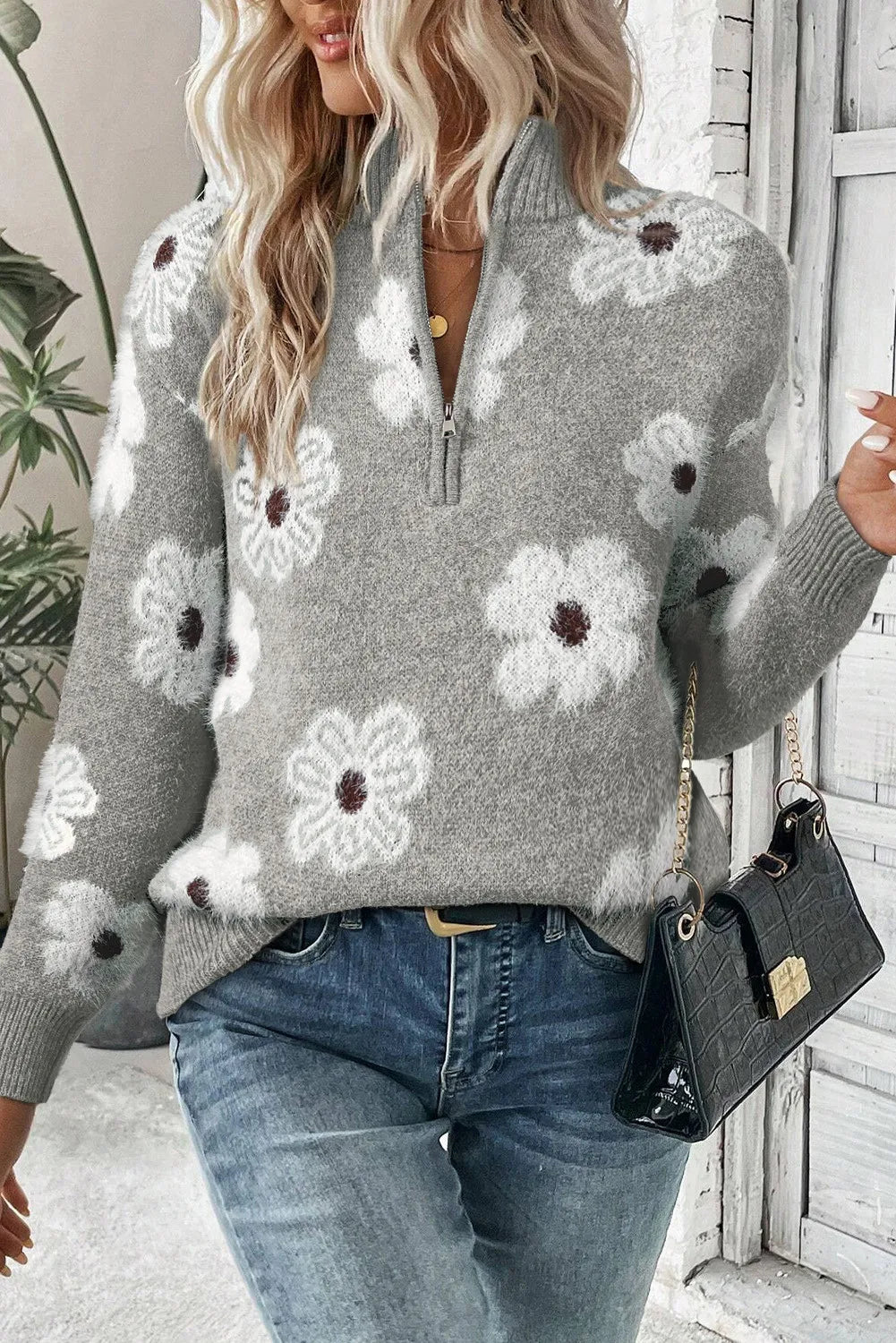 ASHLEY | Pull en maille à fleurs pour femmes