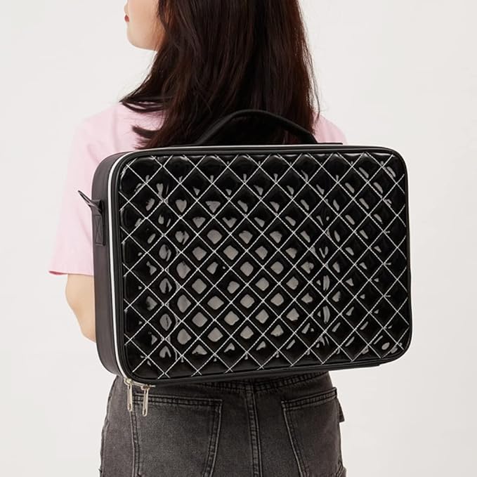 Barbara | Trousse de maquillage de voyage élégante et pratique à motif argyle