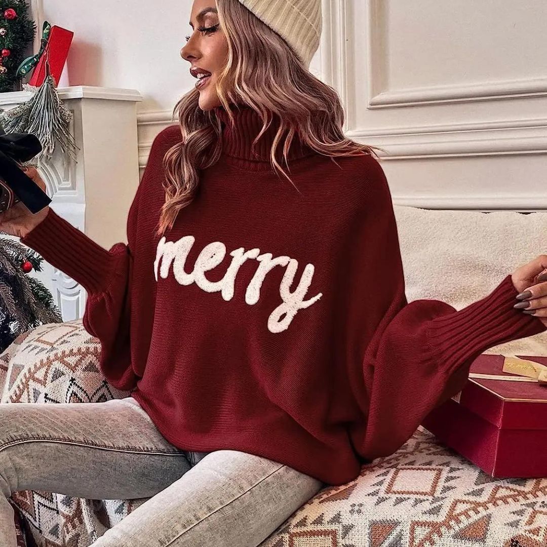 Candy | Pull festif pour femme avec col roulé