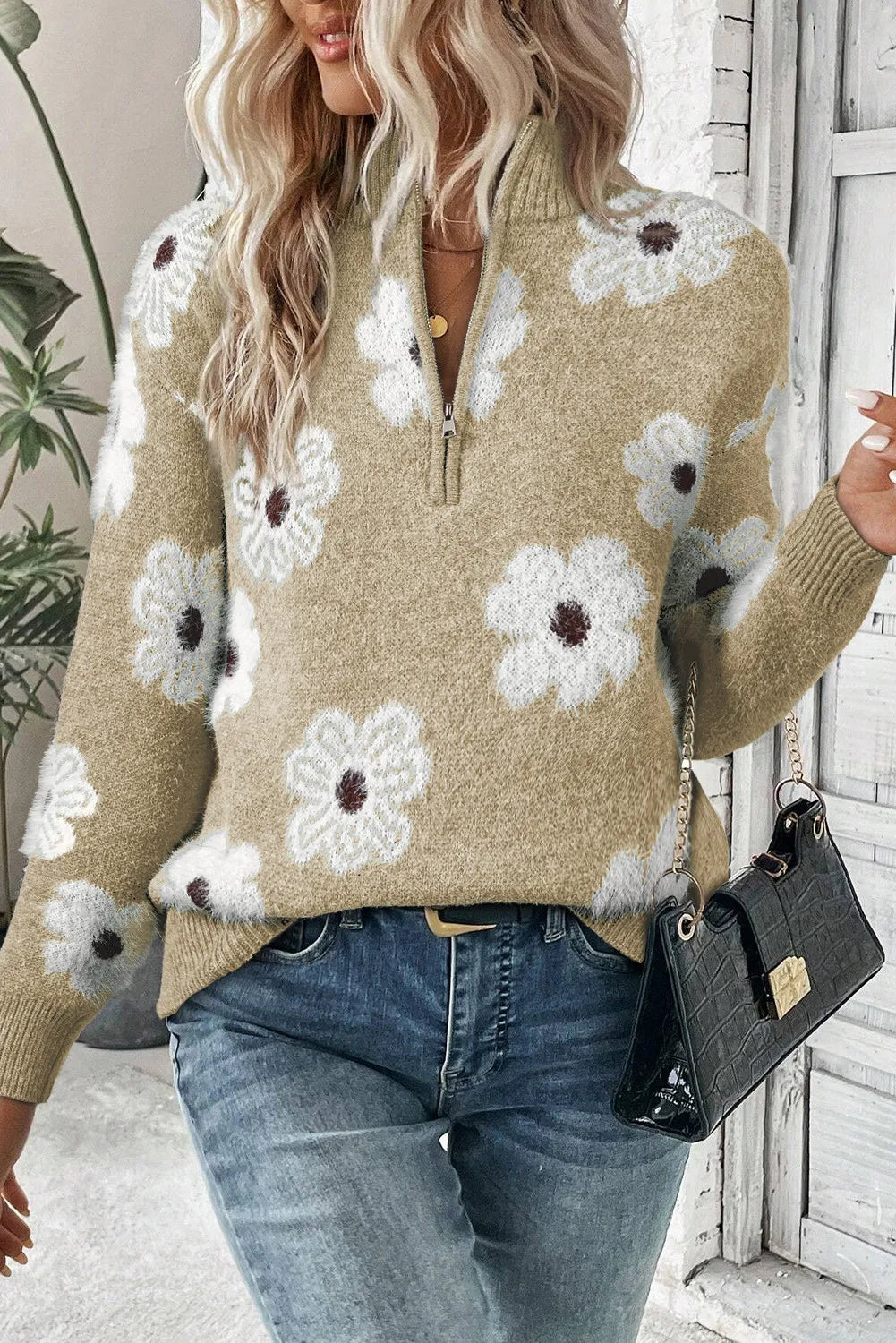 ASHLEY | Pull en maille à fleurs pour femmes