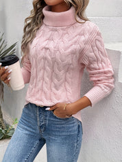 ATHENA - Pull à col roulé en tricot câble