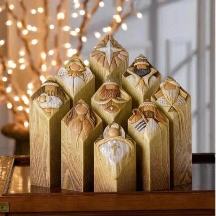 9 pièces. Statue de pilier représentant la scène de la Nativité céleste 0