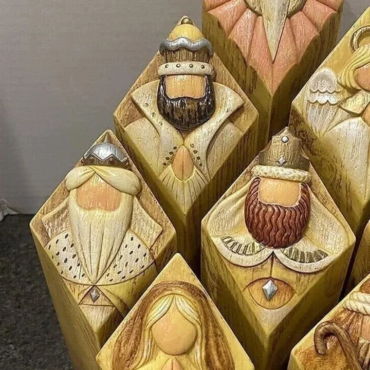 9 pièces. Statue de pilier représentant la scène de la Nativité céleste 3