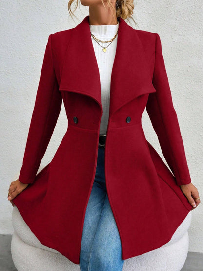 Mia | Manteau Rouge Élégant à Revers