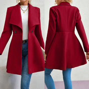 Mia | Manteau Rouge Élégant à Revers