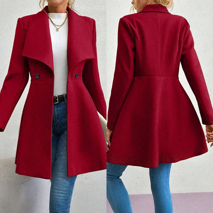 Mia | Manteau Rouge Élégant à Revers